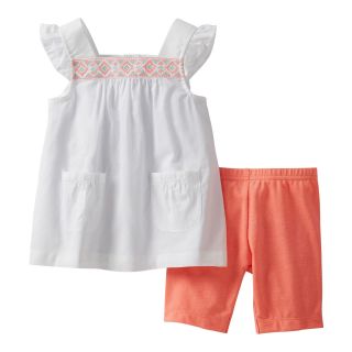 Carters 2 pc. Flutter Sleeve Top and Short Set   Girls 2t 4t, White, White,