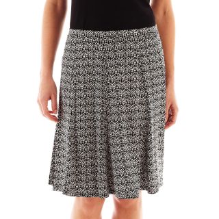 LIZ CLAIBORNE Gored Knit Skirt, Black/White