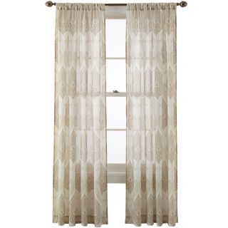 MARTHA STEWART MarthaWindow Mantra Rod Pocket Sheer Panel, Sand