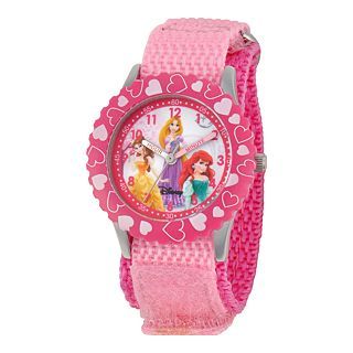 Disney Princesses Time Teacher Kids Pink Heart Glitz Watch, Girls