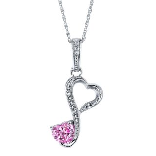 Love Grows Lab Created Pink Sapphire & White Topaz Heart Pendant, Womens