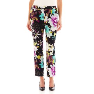 Worthington Floral Print Soft Pants   Tall, Black, Womens