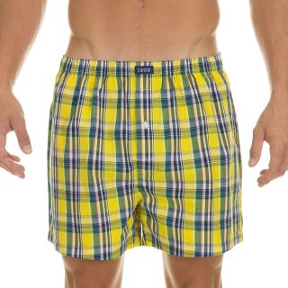 Izod Plaid Boxers, Lemon, Mens