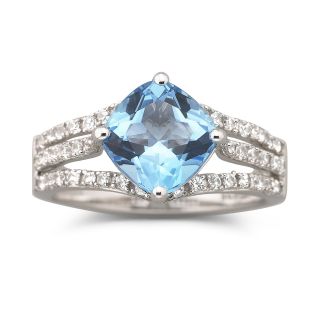 Swiss Blue Topaz Ring Sterling Silver, White, Womens