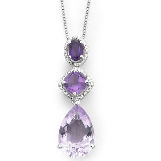 Sterling Silver Amethyst & Diamond Accent Pendant, Womens