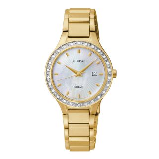 Seiko Womens Gold Tone Stainless Steel Circular Diamond Watch