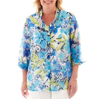 Alfred Dunner Isle of Capri Floral Burnout Layered Shirt   Plus