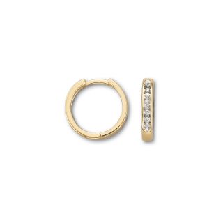 10K 1/6 CT. T.W. Diamond Hoop Earrings, Yellow/Gold, Womens