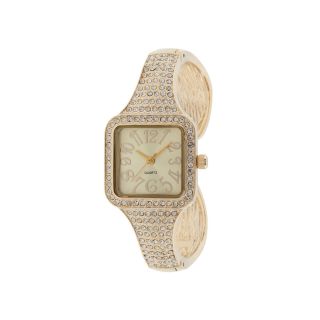 Womens Allover Crystal Accent Dress Watch, Gold