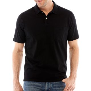 St. Johns Bay Solid Jersey Polo Shirt, Black, Mens