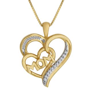 1/10 CT. T.W. Diamond Mom Heart Pendant, Yellow/Gold, Womens