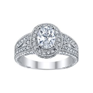 DiamonArt Cubic Zirconia Oval Engagement Ring, Womens