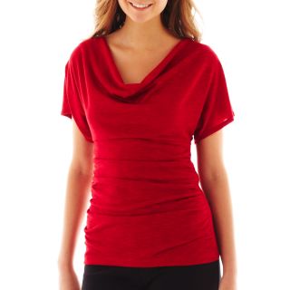 By & By Draped Dolman Sleeve Shirt, Red