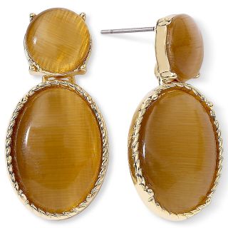 MONET JEWELRY Monet Brown Oval Stone Drop Earrings