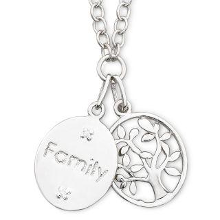 Precious Moments Sterling Silver Family Pendant Necklace, Womens