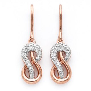 Infinite Promise 1/10 CTTW Diamond 14K Rose Gold Over Silver Infinity Earrings,