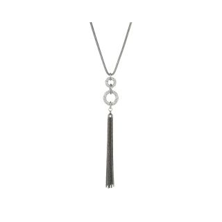 Natasha Crystal Pavé Tassel Necklace, Womens