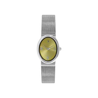 Womens Diamond Accent Mesh Bracelet Watch, Yellow/Silver