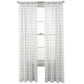 MARTHA STEWART MarthaWindow Windowpane Rod Pocket Sheer Panel, Blue