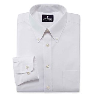 Stafford Wrinkle Free Oxford Dress Shirt, White, Mens