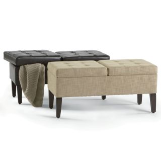 2 Compartment Storage Bench, Brown
