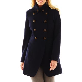 Worthington Cutout Military Coat, Navy, Womens