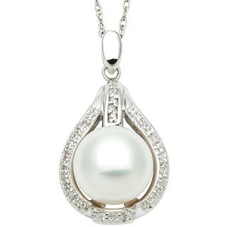 ONLINE ONLY   Freshwater Pearl & Diamond Accent Pendant, White, Womens