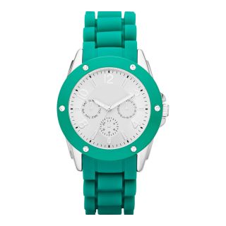 Womens Crystal Accent Faux Chronograph Watch, Green