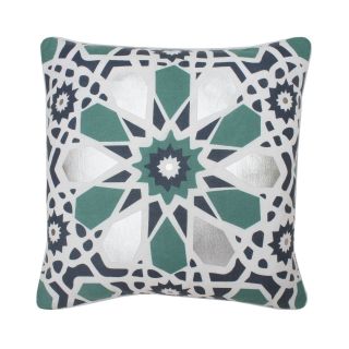 Kaleidoscope 20 Square Decorative Pillow, Blue/Silver