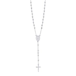 Mens Sterling Silver Rosary, White