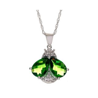 ONLINE ONLY   Sterling Silver Simulated Peridot Bee Pendant, White, Womens
