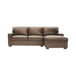 Leather Possibilities Track Arm Sofa/Chaise Sectional, Mink