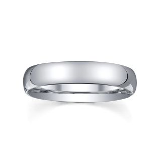 Womens 4mm Silver Domed Wedding Band Ring, White