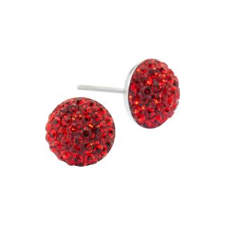 Bridge Jewelry Sterling Silver Red Crystal Button Stud Earrings