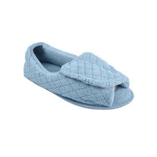 MUK LUKS Adjustable Open Toe Micro Chenille Slippers, Blue, Womens