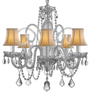 Gallery Murano Venetian Style 5 Light All Crystal Chandelier with Shades
