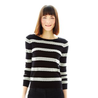 JOE FRESH Joe Fresh Knit Striped Sweater, Black, Womens