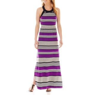 A.N.A Striped Halter Maxi Dress, Purple