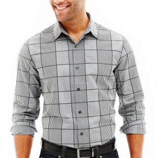 CLAIBORNE Button Front Shirt, Black, Mens
