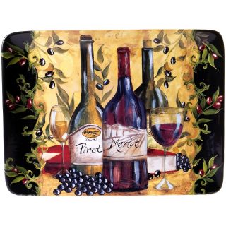 Wine & Cheese Party 16x12 Earthenware Platter