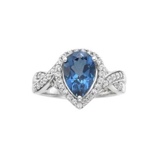 Genuine London Blue Topaz and Lab Created White Sapphire Ring, Womens