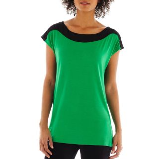 Worthington Zipper Trim Top, Green