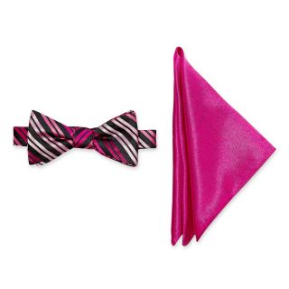 JF J.Ferrar JF J. Ferrar Striped Bow Tie and Pocket Square Set, Pink, Mens