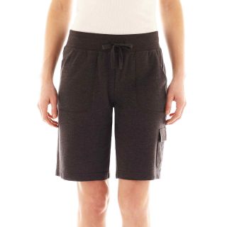 Made For Life French Terry Cargo Pocket Bermuda Shorts, Chrcl Hthr Gry, Womens