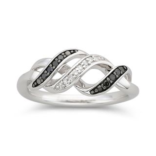 1/10 CT. T.W. White & Color Enhanced Black Diamond Swirl Ring, Womens