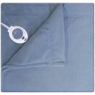 Safe and Warm Luxurious Micro Fleece Electric Warming Blanket, Blue