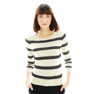 JOE FRESH Joe Fresh Knit Striped Sweater, Cream, Womens