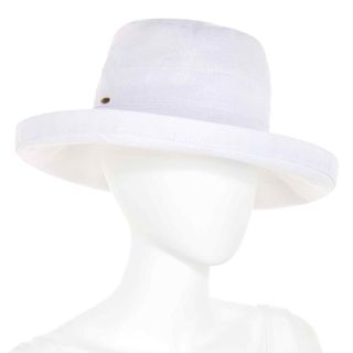 Scala Packable Kettle Brim Hats, White, Womens