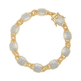 Bridge Jewelry Two Tone Square Link & Crystal Bracelet