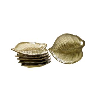 Las Palmas Set of 6 Palm Leaf Ceramic Dessert Plates